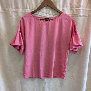 Ann Taylor Pink Ruffle Sleeve Blouse, SIZE SMALL